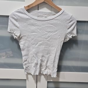 Aeropostale White Ribbed Short Sleeve Top
